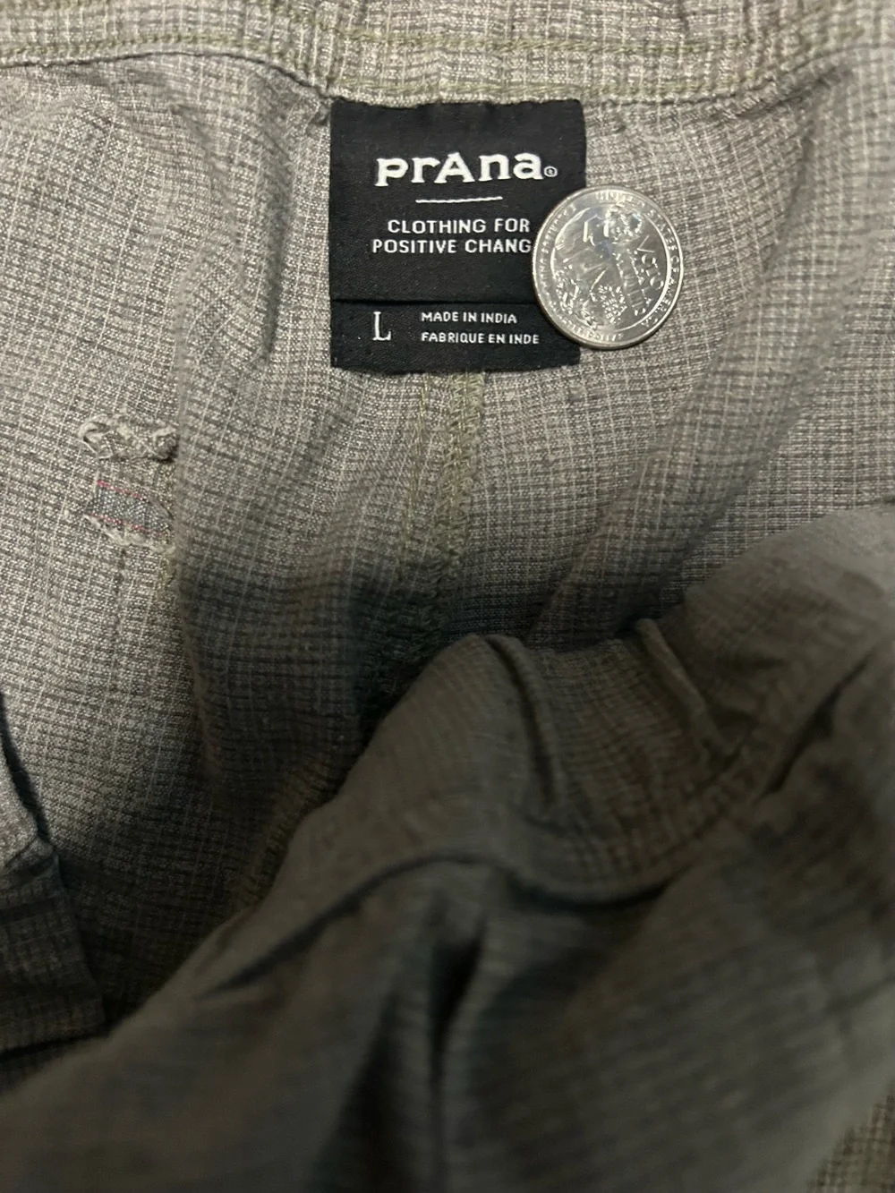 prAna Vaha Pants Mens L Gray Balance Yoga Stretch Lounge Hemp Blend Stretch